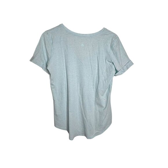 Lululemon Love Tee II Heathered Aquamarine size 8 V-neck short sleeve Cuffed - Picture 3 of 5